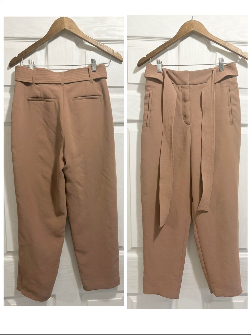 Aritzia Wilfred Tie Front Pants High Waisted Belted Straight Leg Trousers Size 4